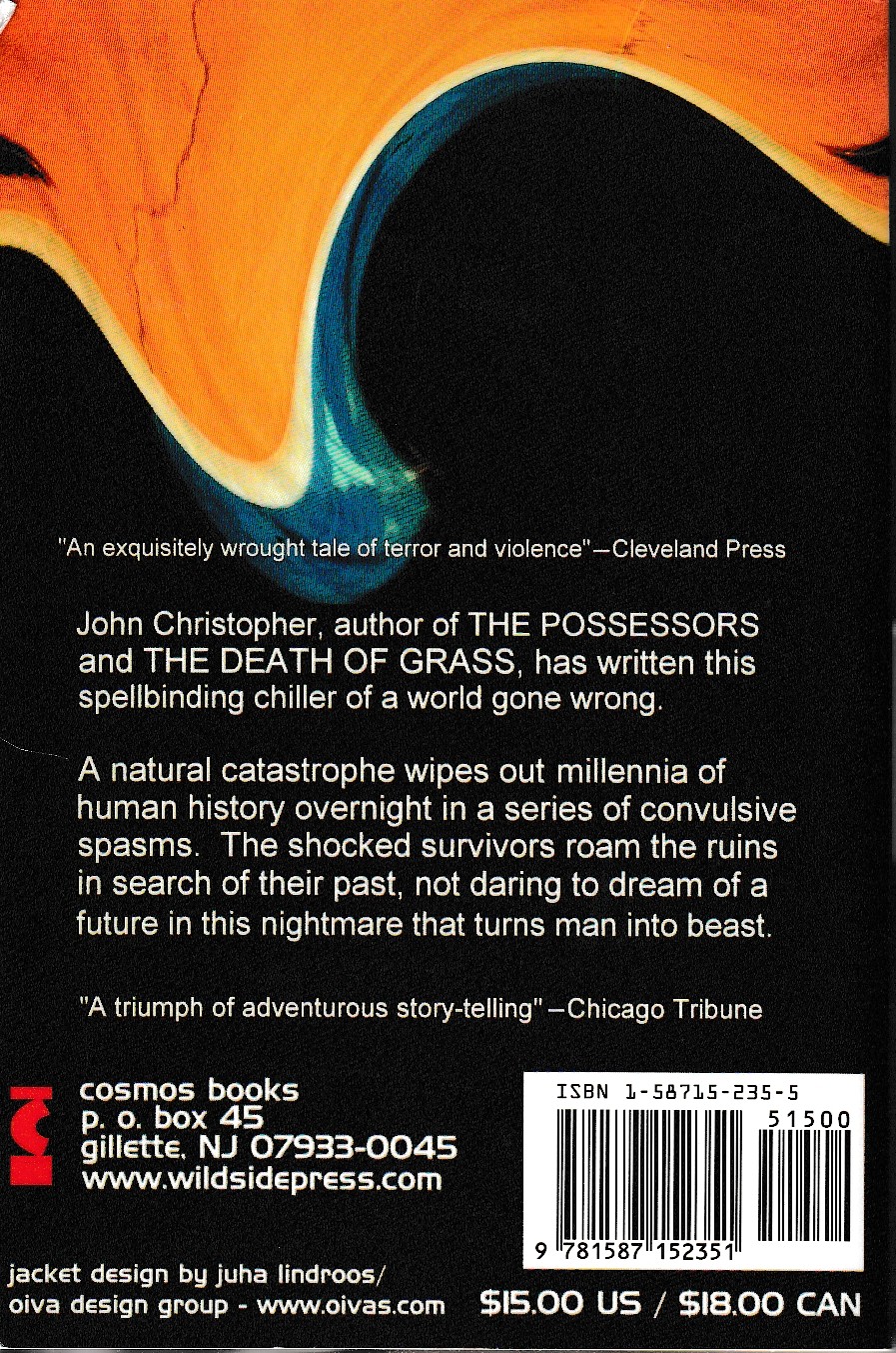 John Christopher  A WRINKLE IN THE SKIN magnified rear book cover image