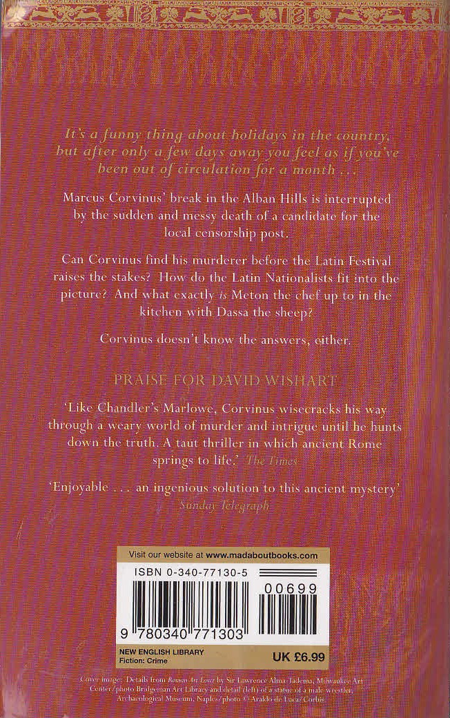 David Wishart  A VOTE FOR MURDER magnified rear book cover image