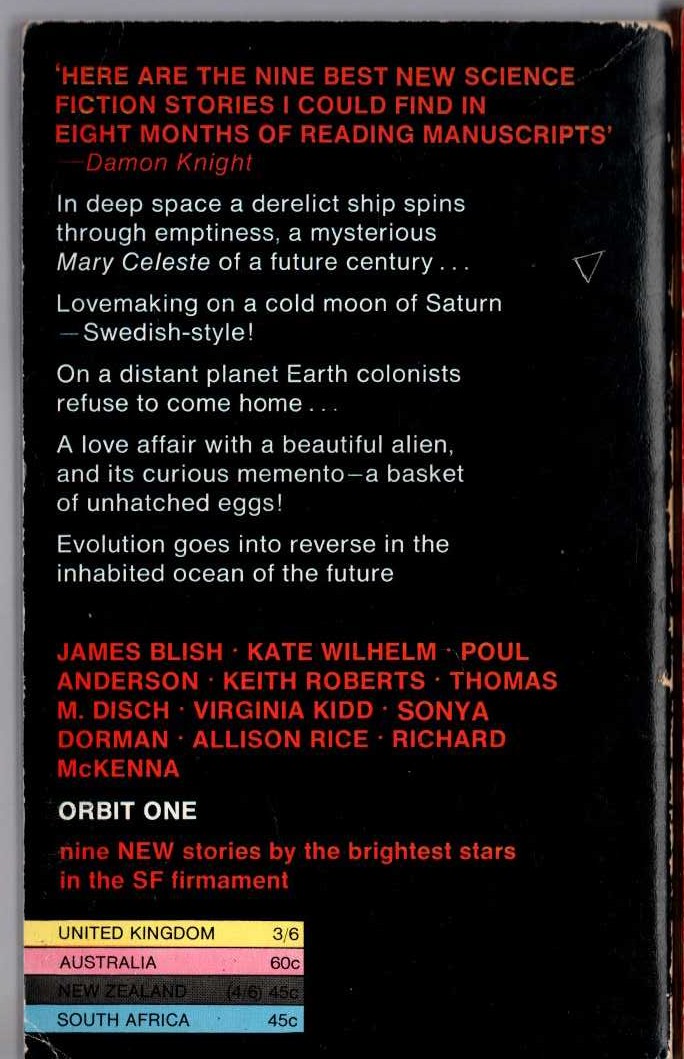 Damon Knight (edits) ORBIT ONE (1) magnified rear book cover image