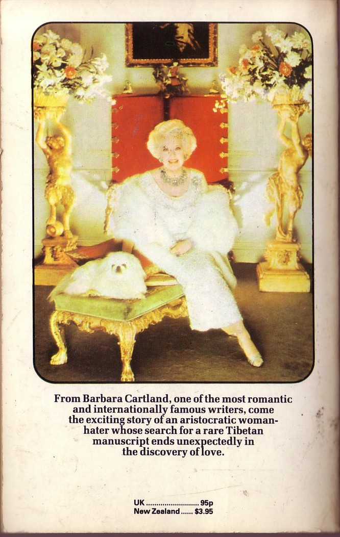 Barbara Cartland  LOVE IN THE CLOUDS magnified rear book cover image