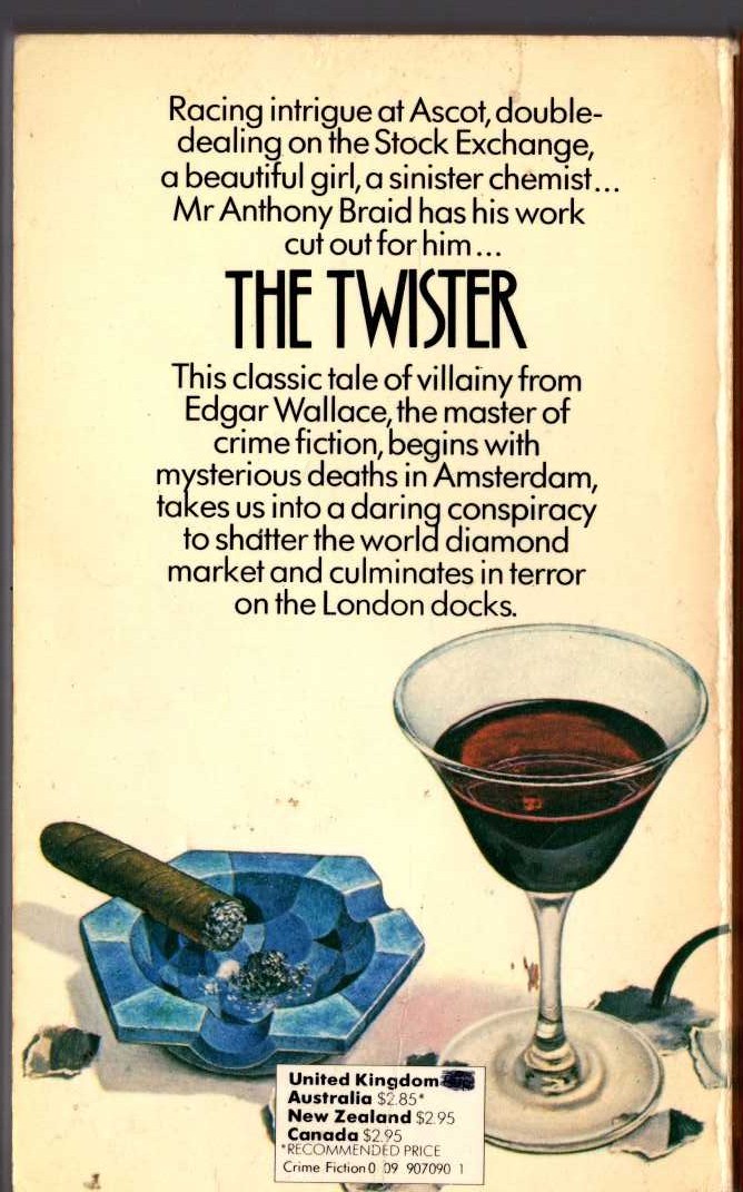 Edgar Wallace  THE TWISTER magnified rear book cover image