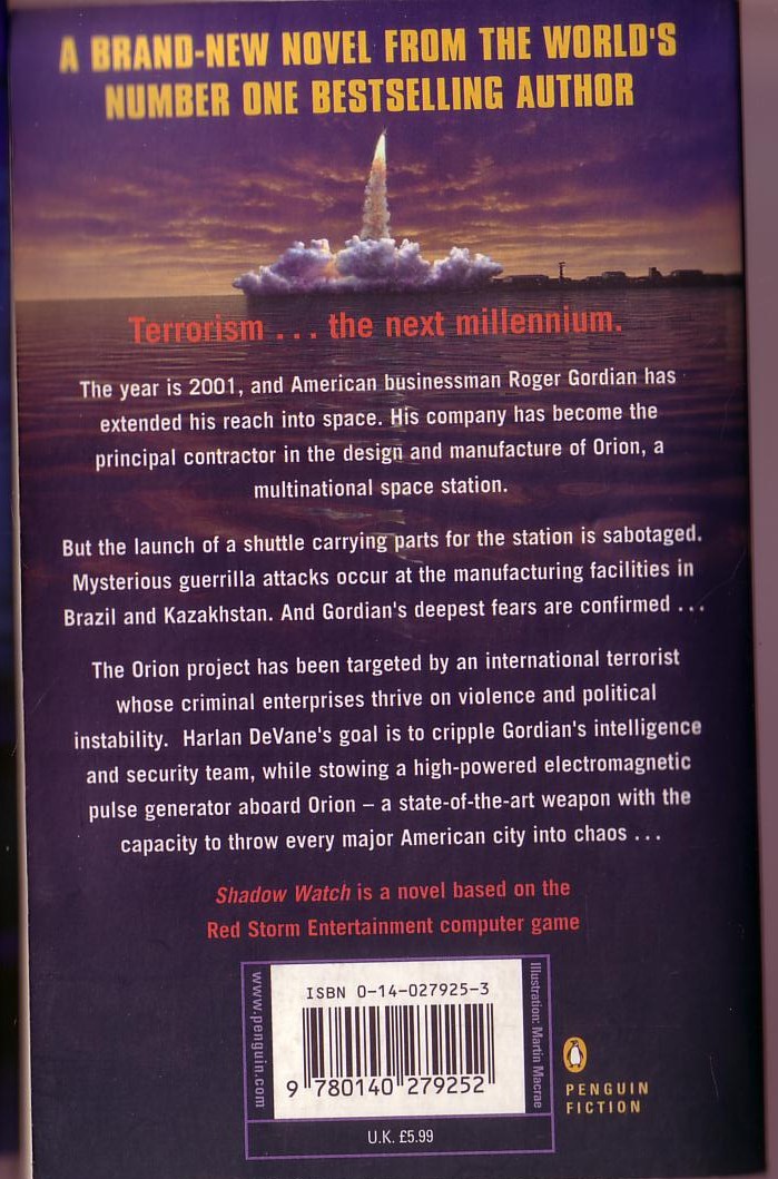 Tom Clancy  POWER PLAYS: SHADOW WATCH magnified rear book cover image