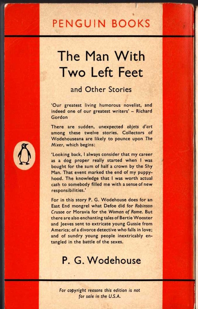 P.G. Wodehouse  THE MAN WITH TWO LEFT FEET and Other Stories magnified rear book cover image