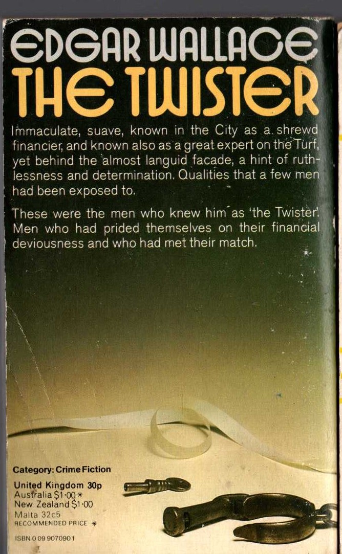 Edgar Wallace  THE TWISTER magnified rear book cover image
