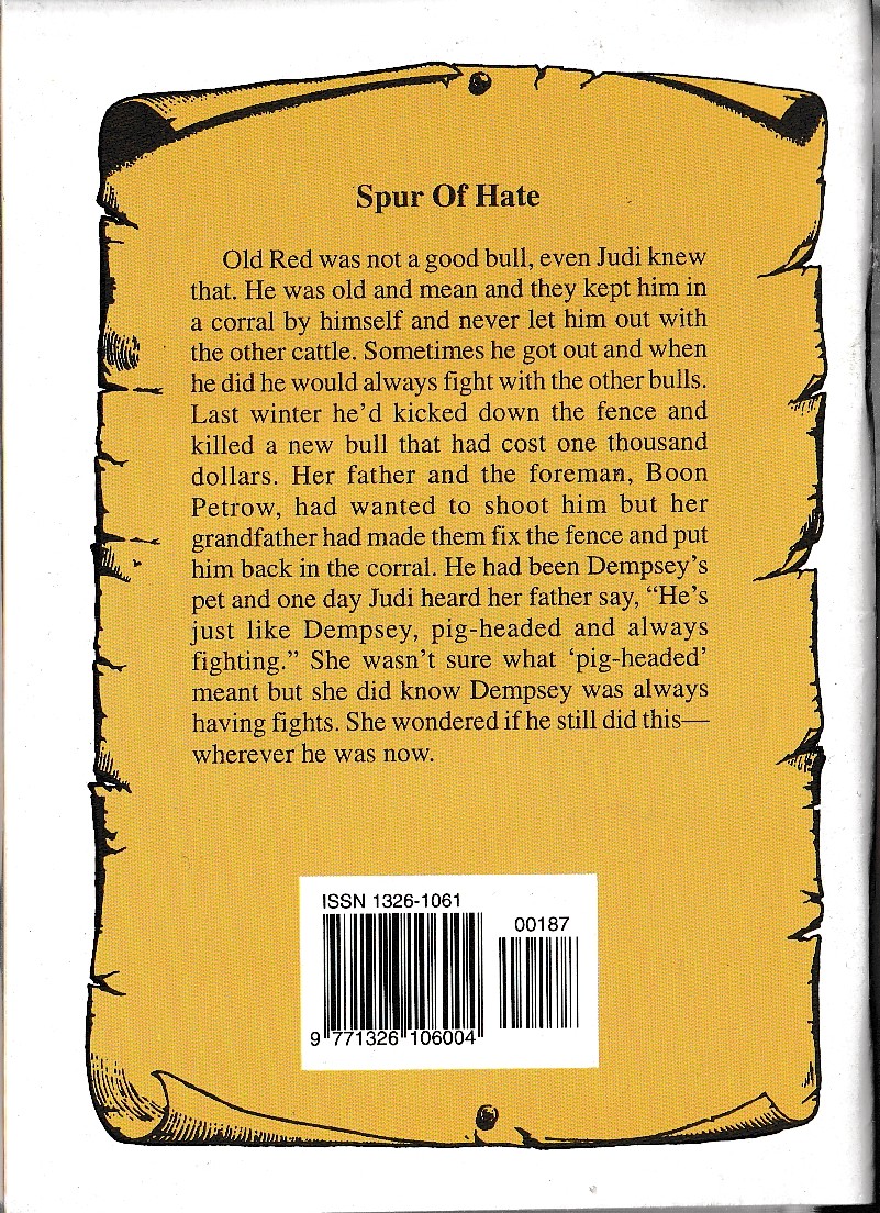Emerson Dodge  SPUR OF HATE magnified rear book cover image