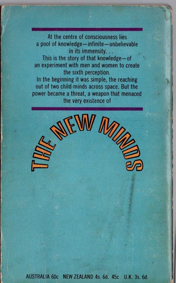 Dan Morgan  THE NEW MINDS magnified rear book cover image