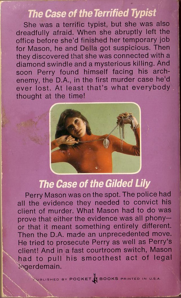 Erle Stanley Gardner  THE CASE OF THE TERRIFIED TYPIST and THE CASE OF THE GILDED LILY magnified rear book cover image