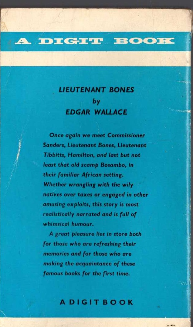 Edgar Wallace  LIEUTENANT BONES magnified rear book cover image