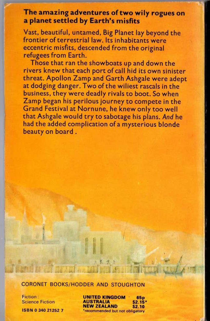Jack Vance  SHOWBOAT WORLD magnified rear book cover image