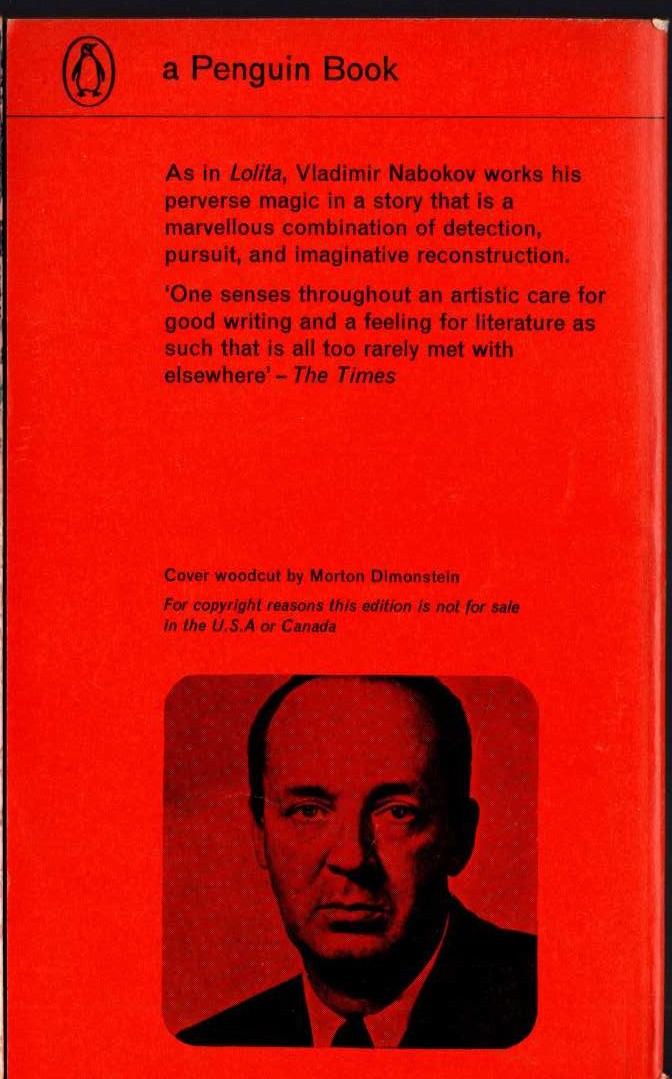 Vladimir Nabokov  THE REAL LIFE OF SEBSATIAN KNIGHT magnified rear book cover image