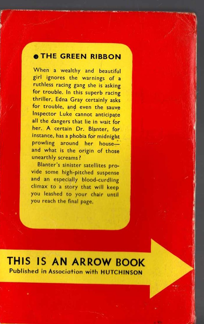 Edgar Wallace  THE GREEN RIBBON magnified rear book cover image