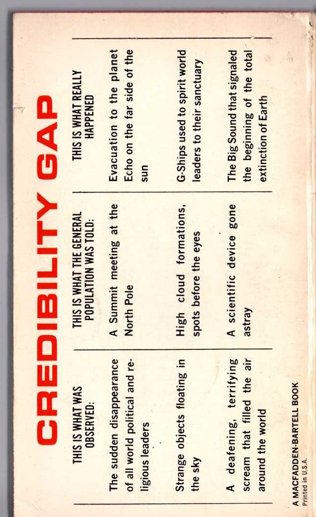John Lymington  THE SCREAMING FACE magnified rear book cover image