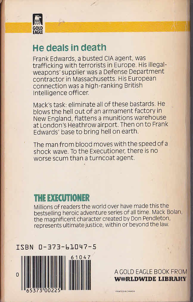 Don Pendleton  MACK BOLAN: RENEGADE AGENT magnified rear book cover image