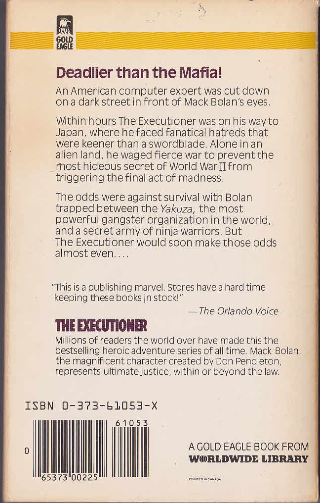 Don Pendleton  MACK BOLAN: THE INVISIBLE ASSASSINS magnified rear book cover image