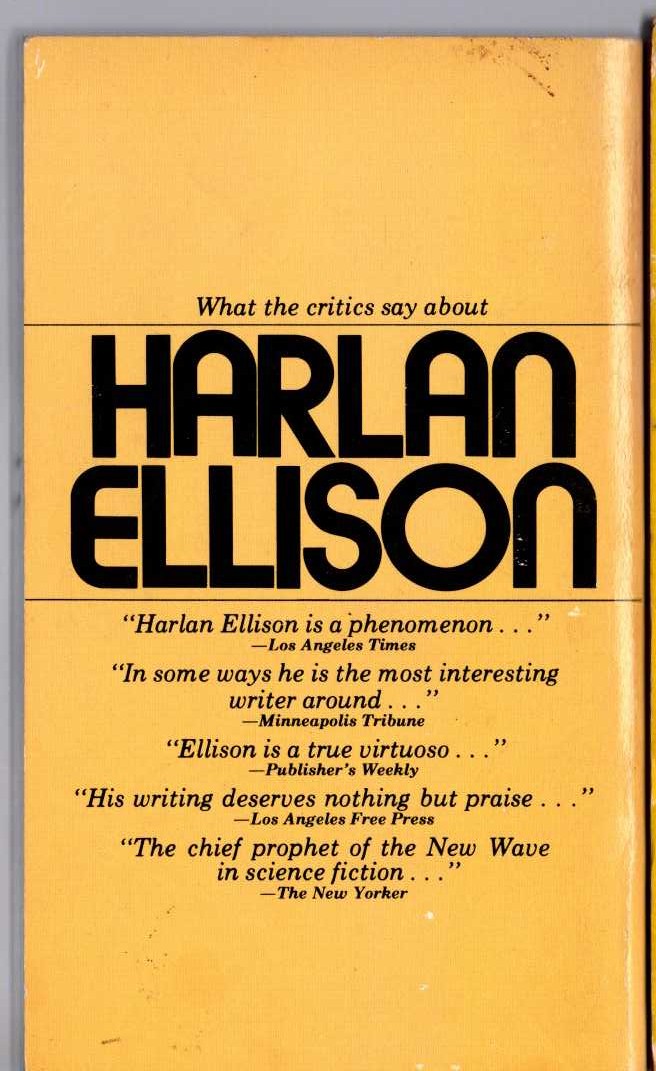 Harlan Ellison  FROM THE LAND OF FEAR magnified rear book cover image