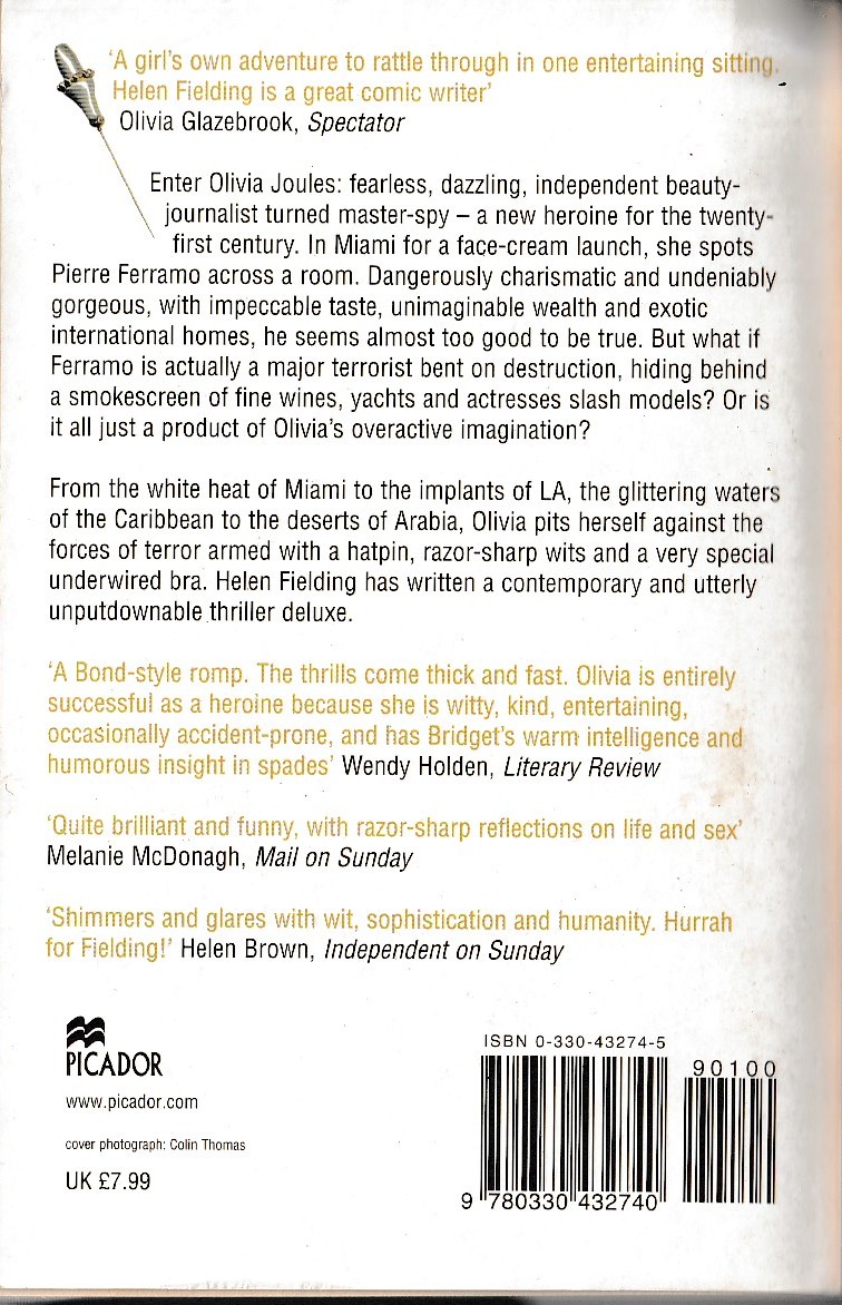 Helen Fielding  OLIVIA JOULES and the Overactive Imagination magnified rear book cover image