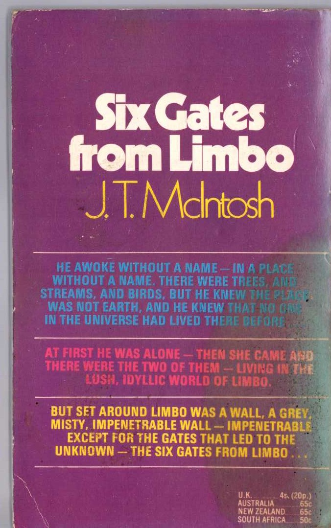 J.T. McIntosh  SIX GATES OF LIMBO magnified rear book cover image