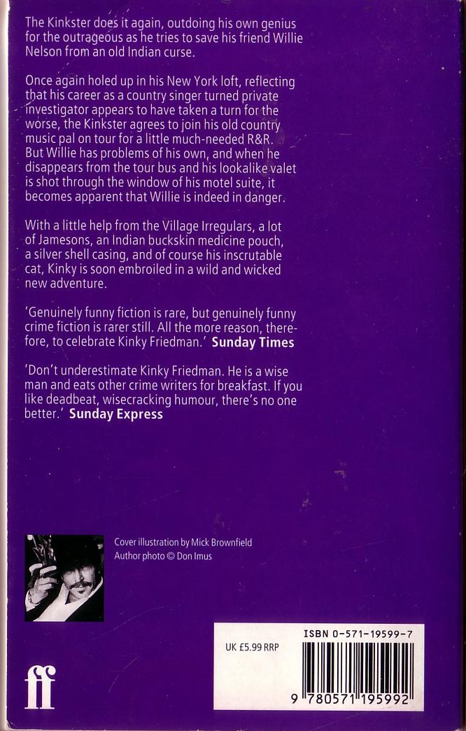 Kinky Friedman  ROADKILL magnified rear book cover image