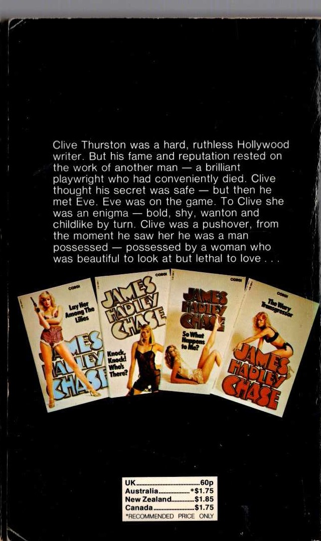 James Hadley Chase  EVE magnified rear book cover image