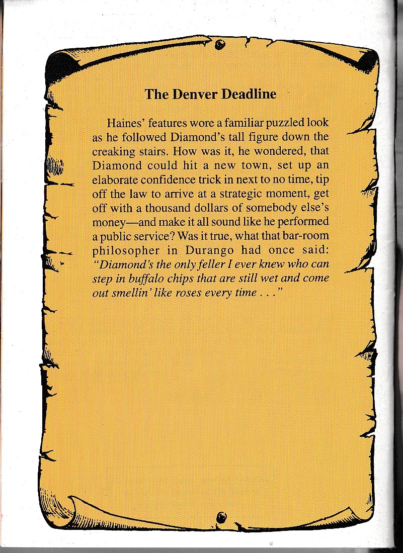 Brett McKinley  THE DENVER DEADLINE magnified rear book cover image