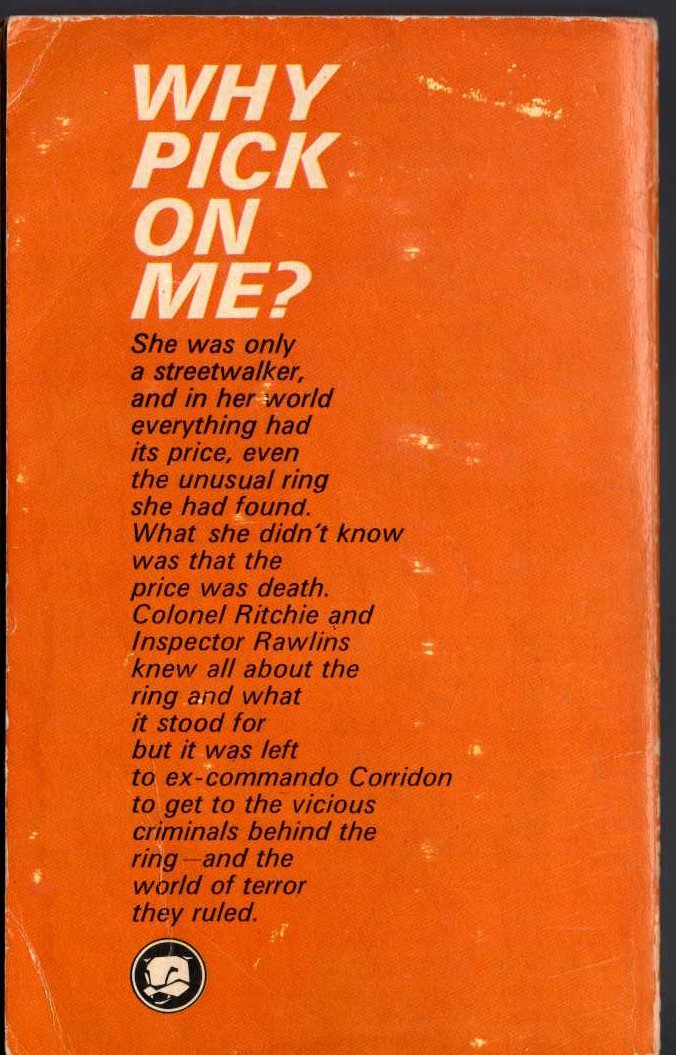 James Hadley Chase  WHY PICK ON ME? magnified rear book cover image