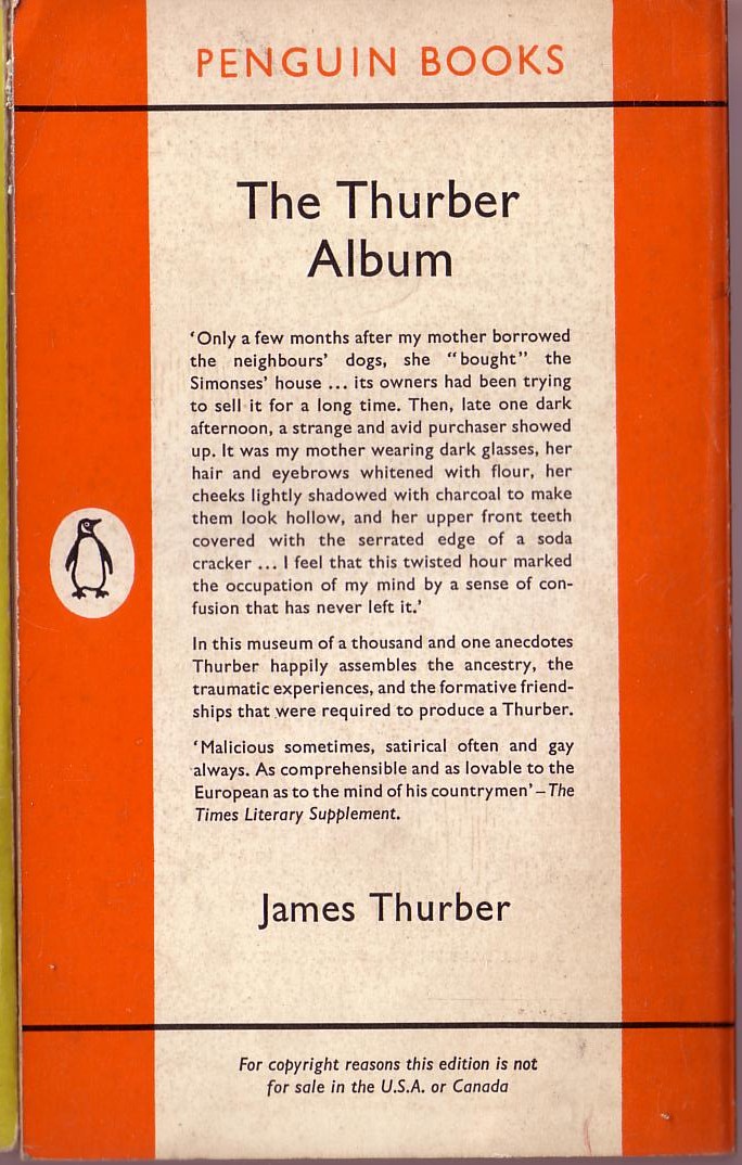 James Thurber  THE THURBER ALBUM magnified rear book cover image