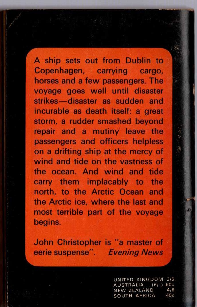 John Christopher  THE LONG VOYAGE magnified rear book cover image
