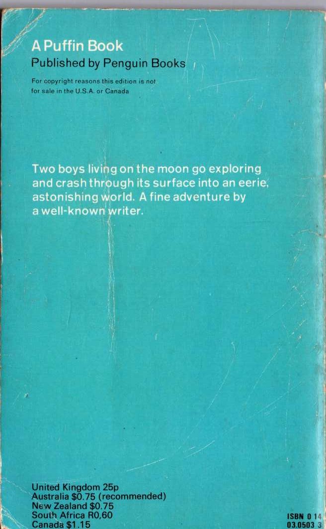 John Christopher  THE LOTUS CAVES magnified rear book cover image