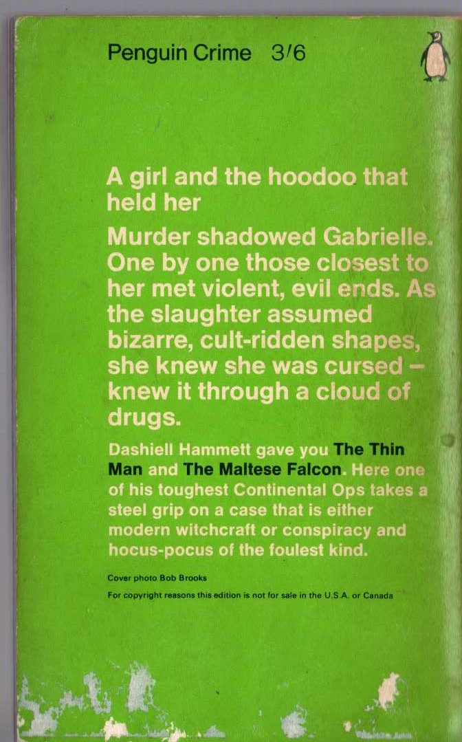 Dashiell Hammett  THE DAIN CURSE magnified rear book cover image