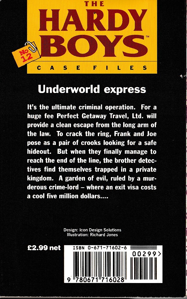 Franklin W. Dixon  THE HARDY BOYS CASEFILES: #12 PERFECT GETAWAY magnified rear book cover image