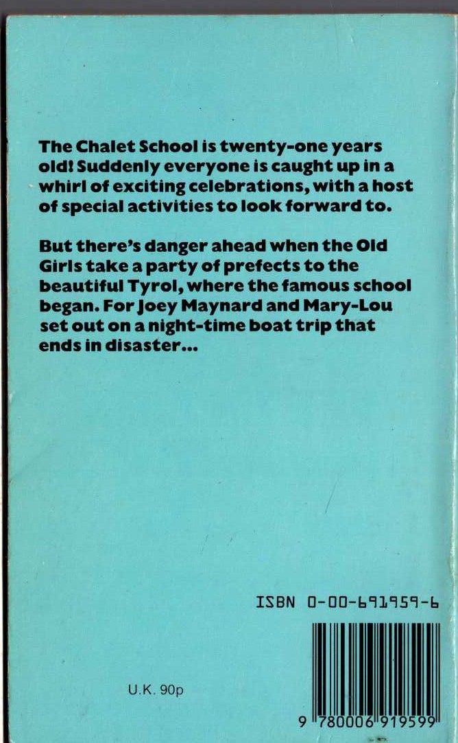 Elinor M. Brent-Dyer  THE COMING OF AGE OF THE CHALET SCHOOL magnified rear book cover image