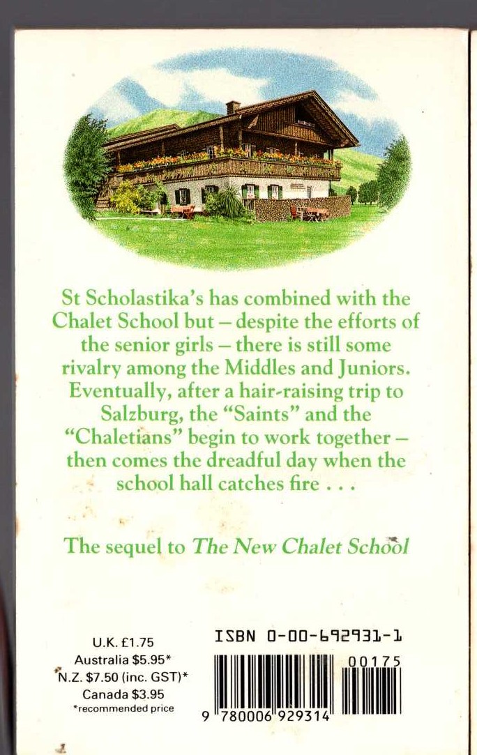 Elinor M. Brent-Dyer  A UNITED CHALET SCHOOL magnified rear book cover image
