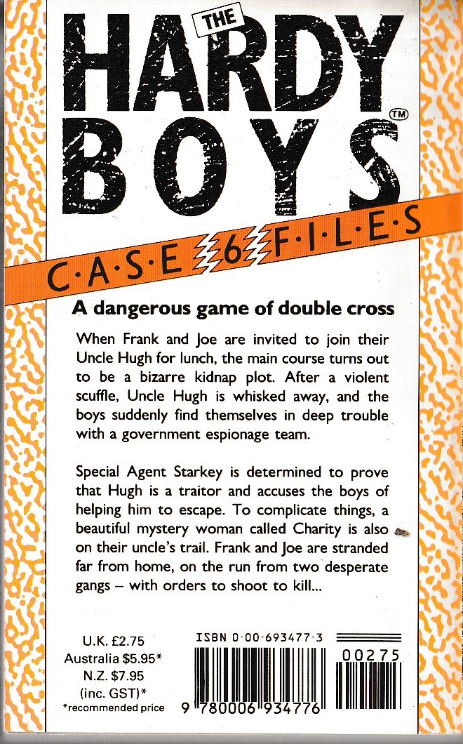 Franklin W. Dixon  THE HARDY BOYS CASEFILES: #6 THE CROWNING TERROR magnified rear book cover image
