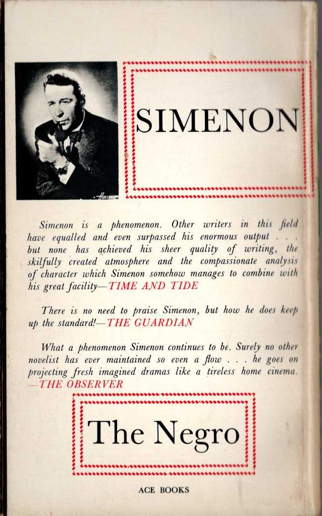 Georges Simenon  THE NEGRO magnified rear book cover image