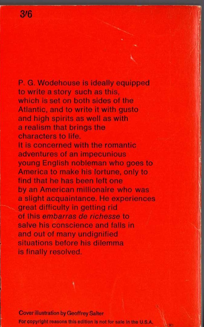 P.G. Wodehouse  UNEASY MONEY magnified rear book cover image