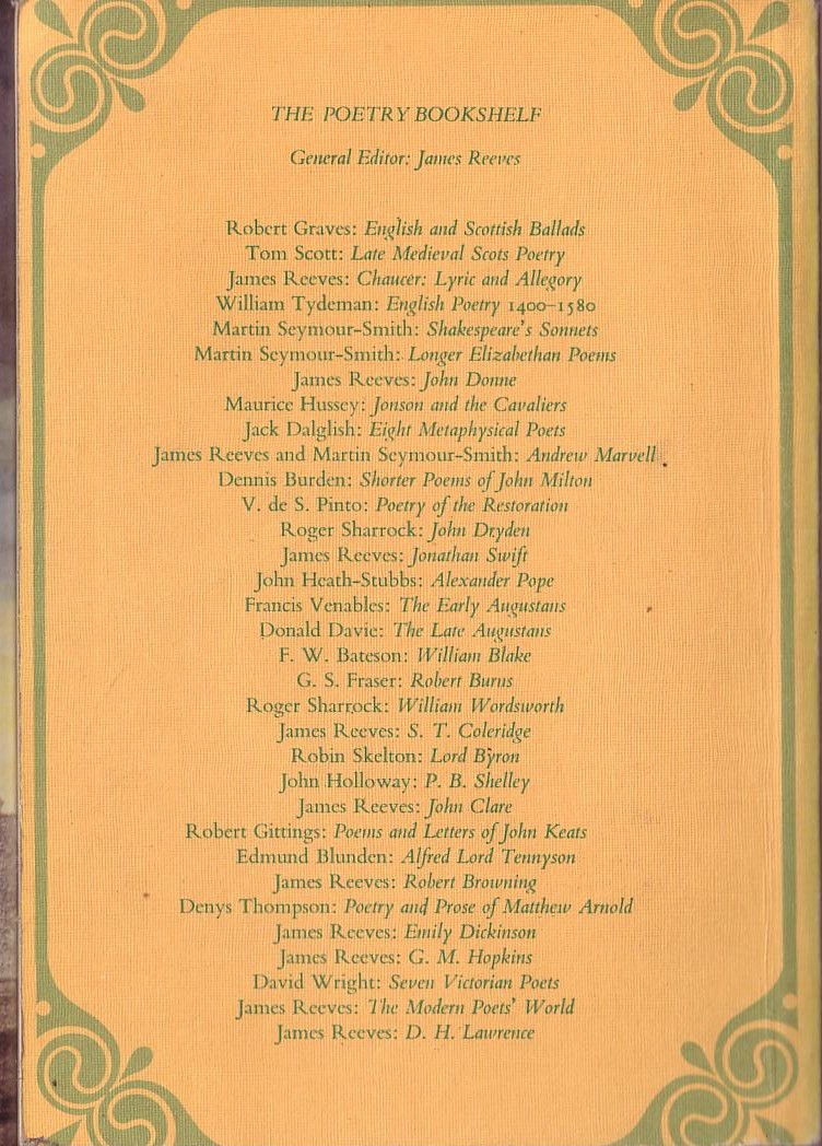 James Reeves  THE CRITICAL SENSE. Practical Criticism of Prose and Poetry magnified rear book cover image