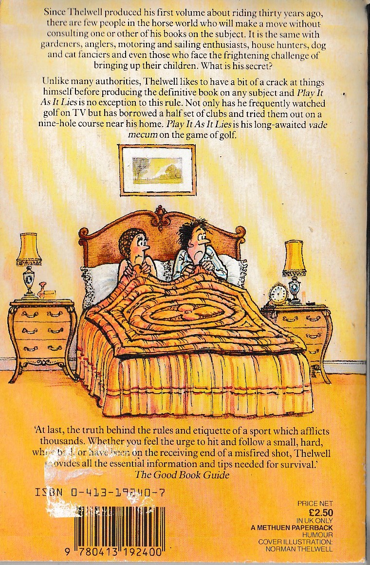 Norman Thelwell  PLAY IT AS IT LIES - Golfing Manual magnified rear book cover image