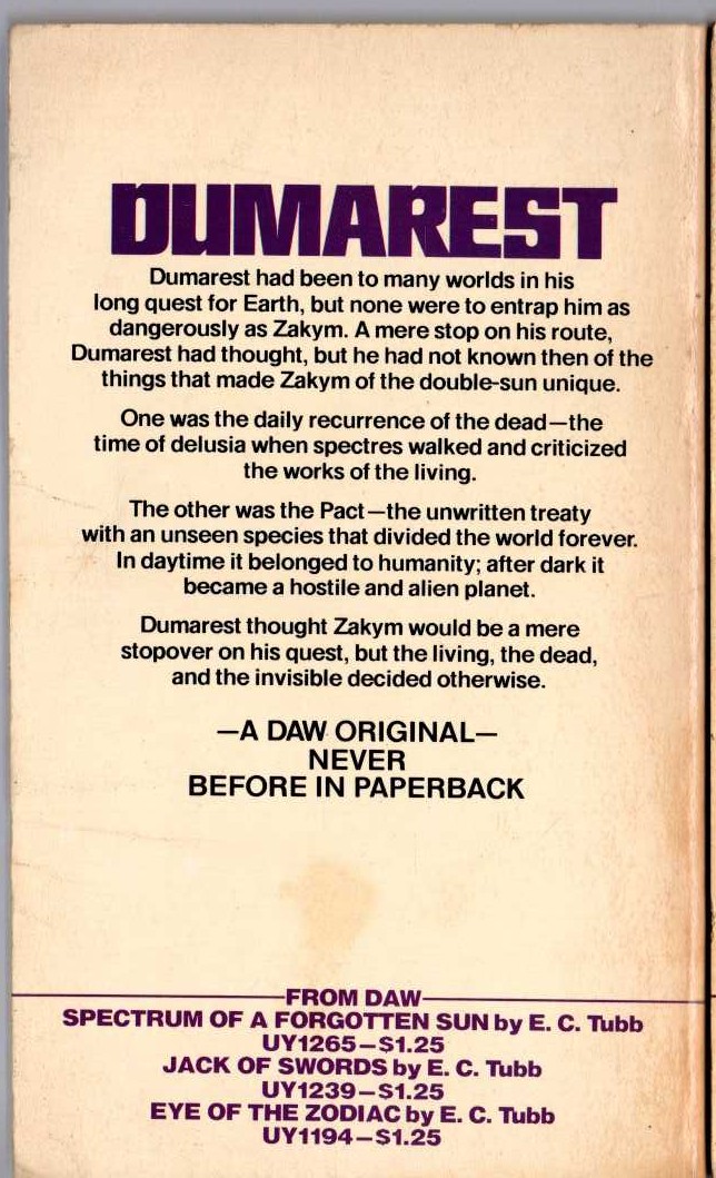 E.C. Tubb  HAVEN OF DARKNESS magnified rear book cover image