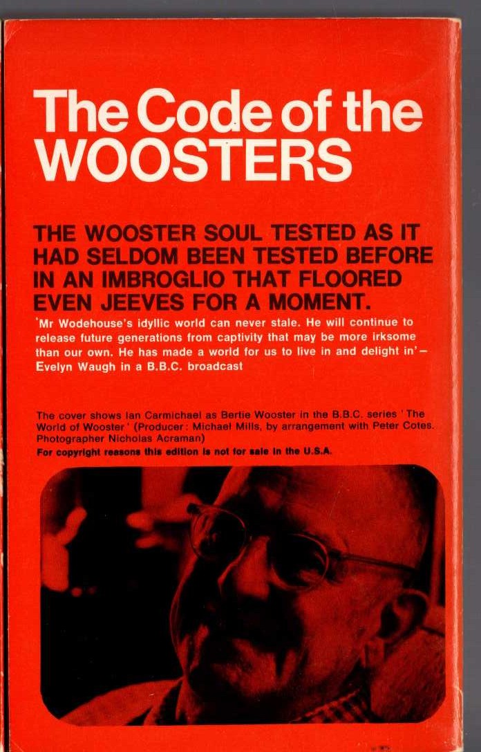 P.G. Wodehouse  THE CODE OF THE WOOSTERS (Ian Carmichael) magnified rear book cover image