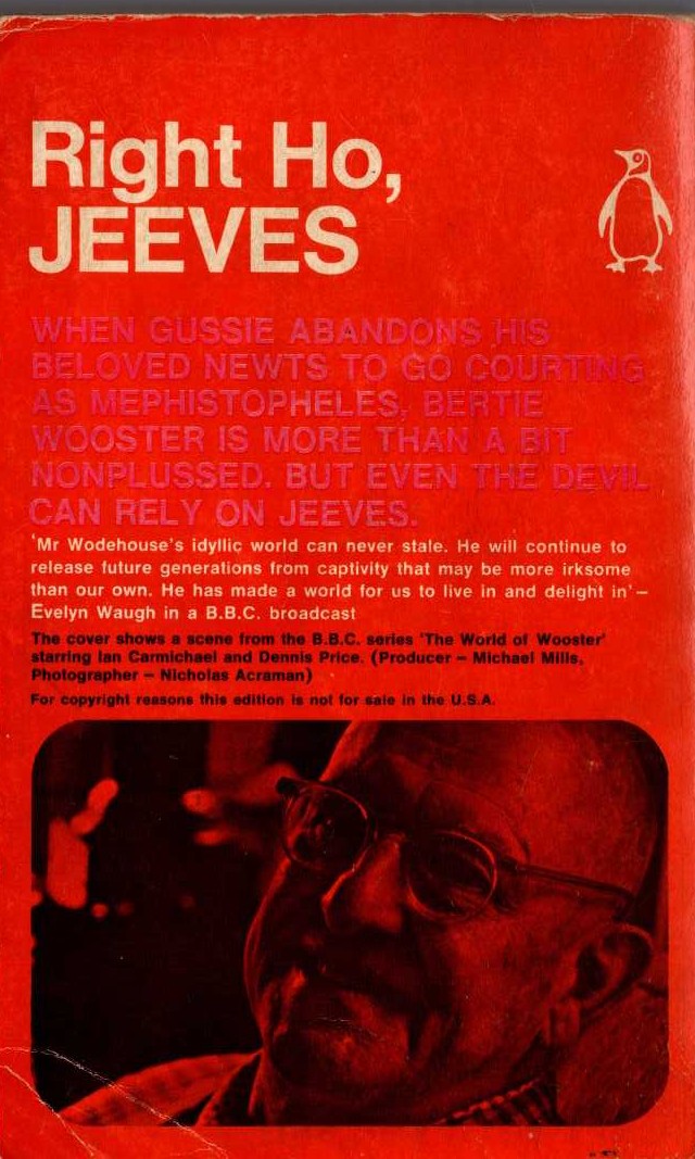 P.G. Wodehouse  RIGHT HO, JEEVES (Ian Carmichael & Dennis Price) magnified rear book cover image