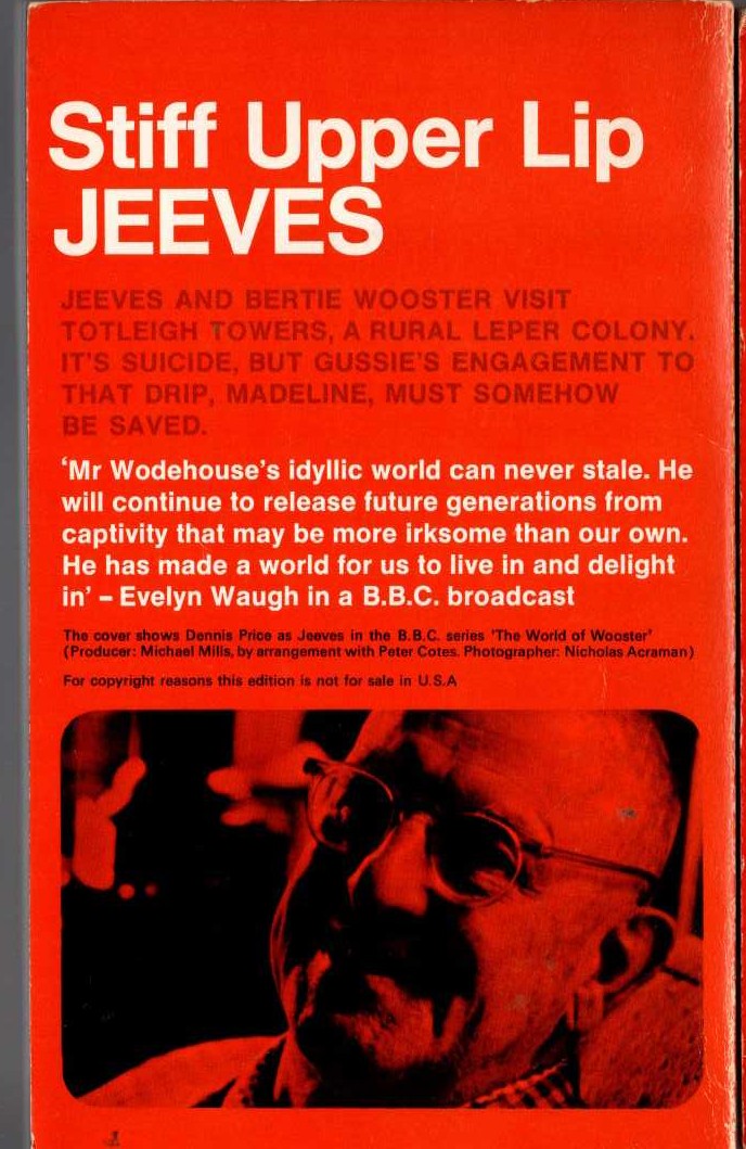 P.G. Wodehouse  STIFF UPPER LIP, JEEVES (Dennis Price) magnified rear book cover image