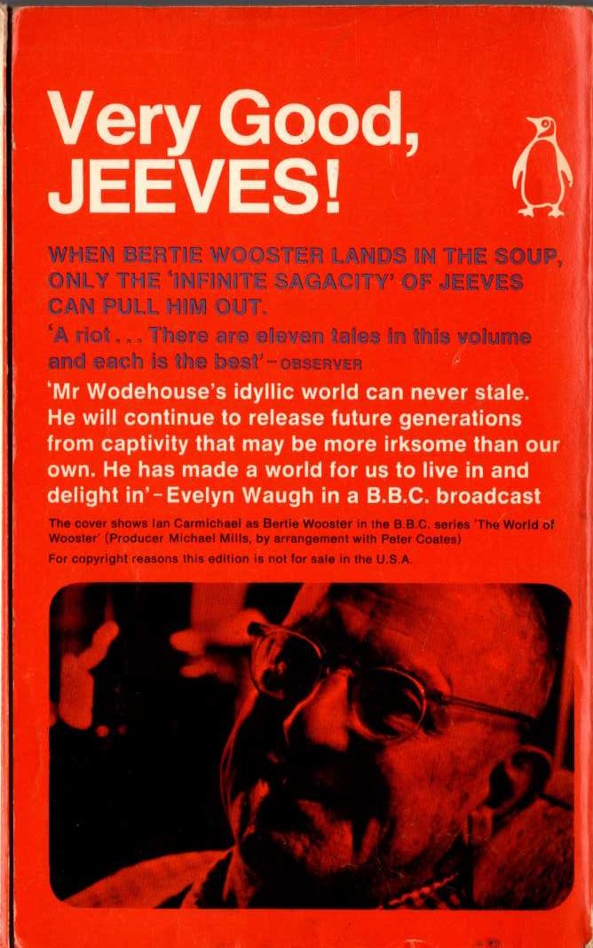 P.G. Wodehouse  VERY GOOD, JEEVES (Ian Carmichael) magnified rear book cover image