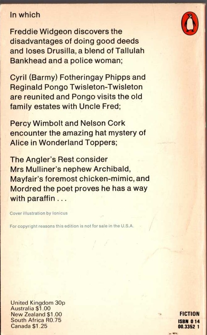 P.G. Wodehouse  YOUNG MEN IN SPATS magnified rear book cover image