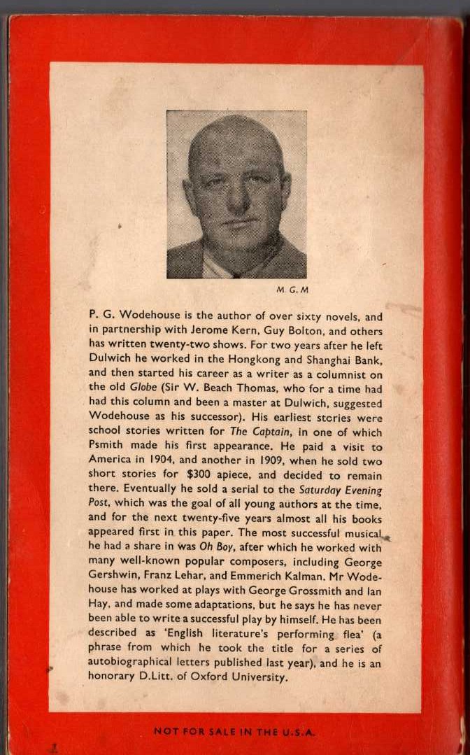P.G. Wodehouse  THE LUCK OF THE BODKINS magnified rear book cover image