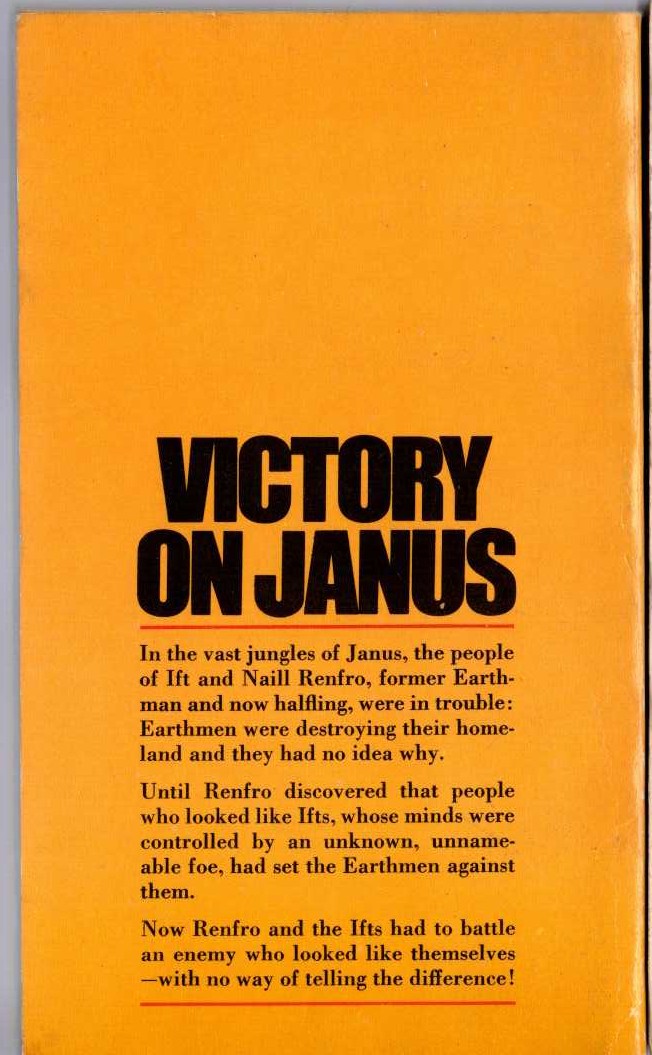 Andre Norton  VICTORY ON JANUS magnified rear book cover image