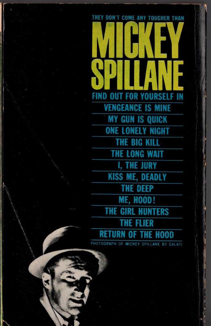 Mickey Spillane  RETURN OF THE HOOD magnified rear book cover image