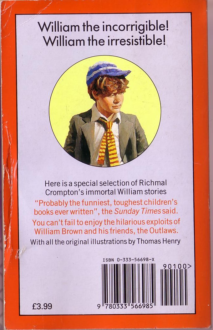Richmal Crompton  THE JUST WILLIAM COLLECTION. 15 Favourite Stories magnified rear book cover image