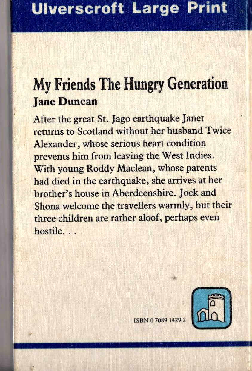 MY FRIENDS THE HUNGRY GENERATION magnified rear book cover image