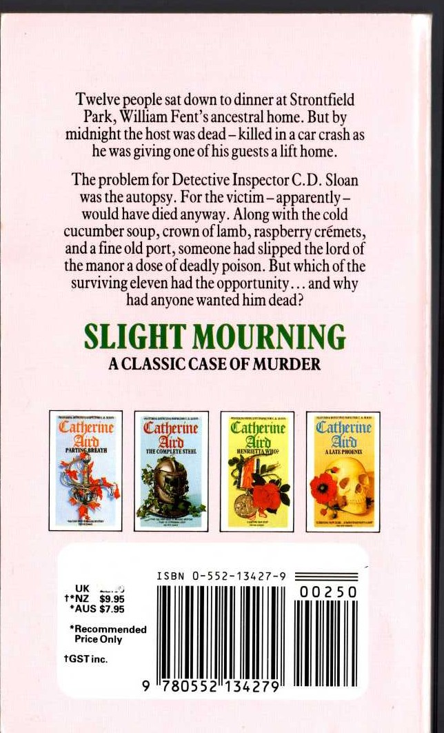 Catherine Aird  SLIGHT MOURNING magnified rear book cover image