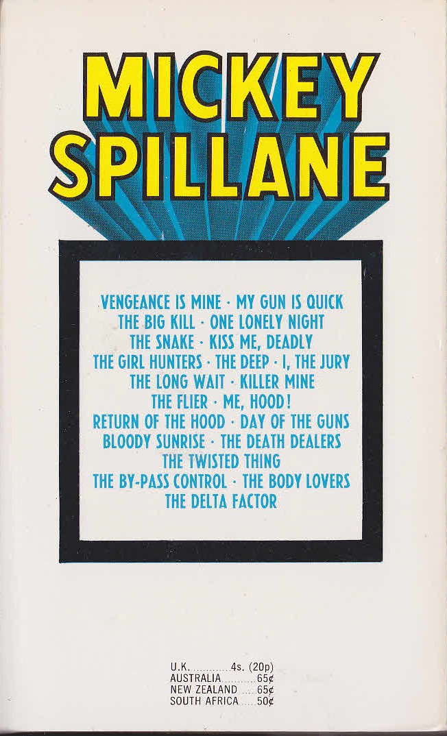 Mickey Spillane  THE SNAKE magnified rear book cover image